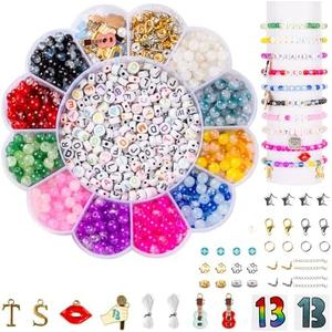 Goldwise Friendship Bracelet Making Kit for Fans -19 Colors(Album Inspired) 6mm Glass Beads for Jewelry Making,Letter Beads (A-Z),Varieties of Charms, DIY Crafts for Gifts Birthday