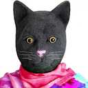 Creepy Party Cat head Mask Deluxe Novelty Halloween Costume Masquerade Purge Maske Black