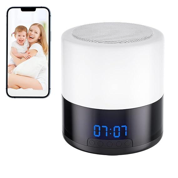 Snapwilt Security Camera Indoor for Home  Bluetooth Speaker  Homekit Camera  1080P Clock Camera with 160°Rotating Viewing Angle  Night Light  AI Motion Detection