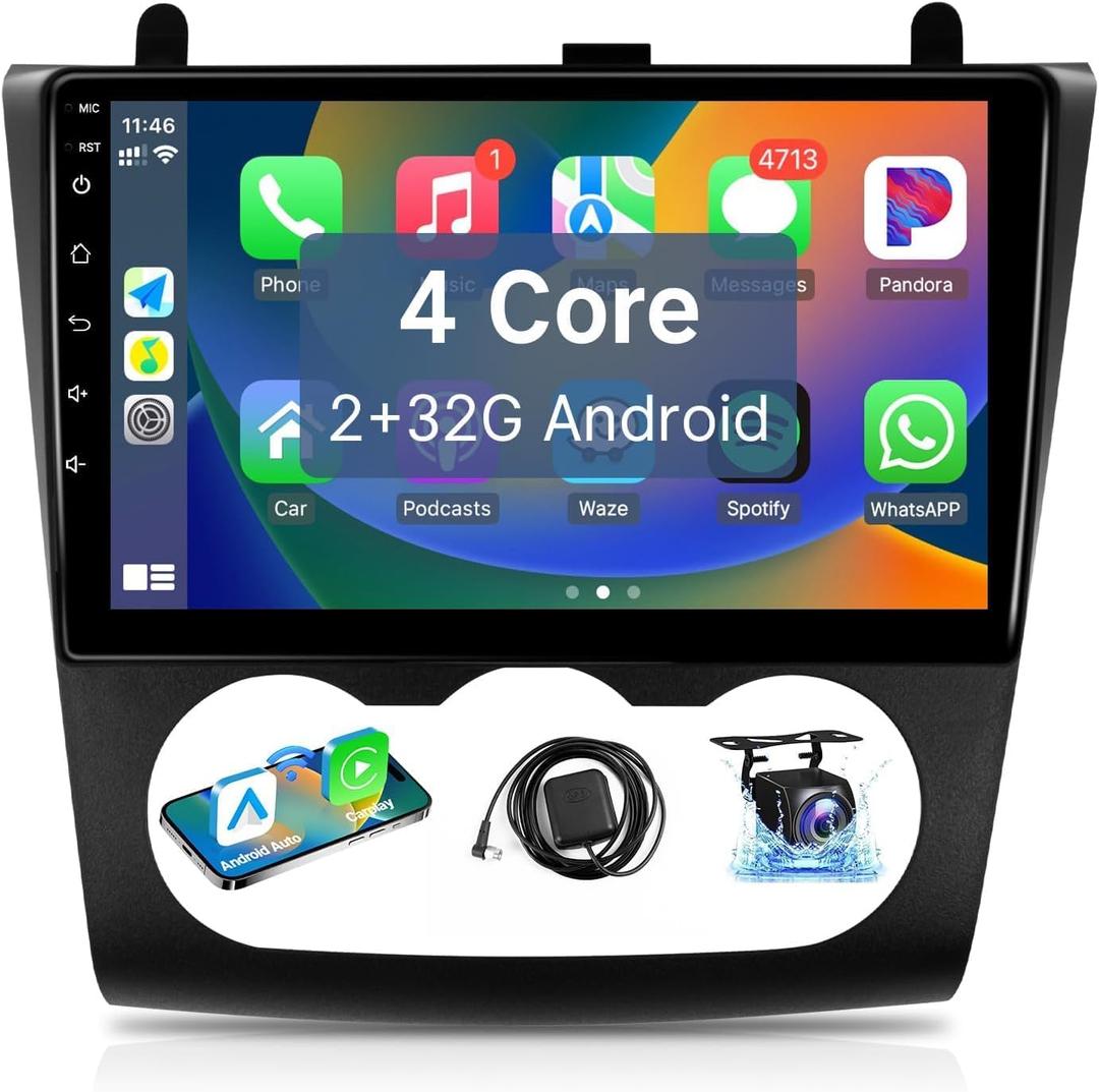 Leadfan Android Car Stereo for Nissan Altima 2008 2009 2010 2011 2012 Radio 9'' Touch Screen Compatible with Wireless Apple Carplay Android Auto GPS Navigation Bluetooth WiFi Backup Camera, Manual AC