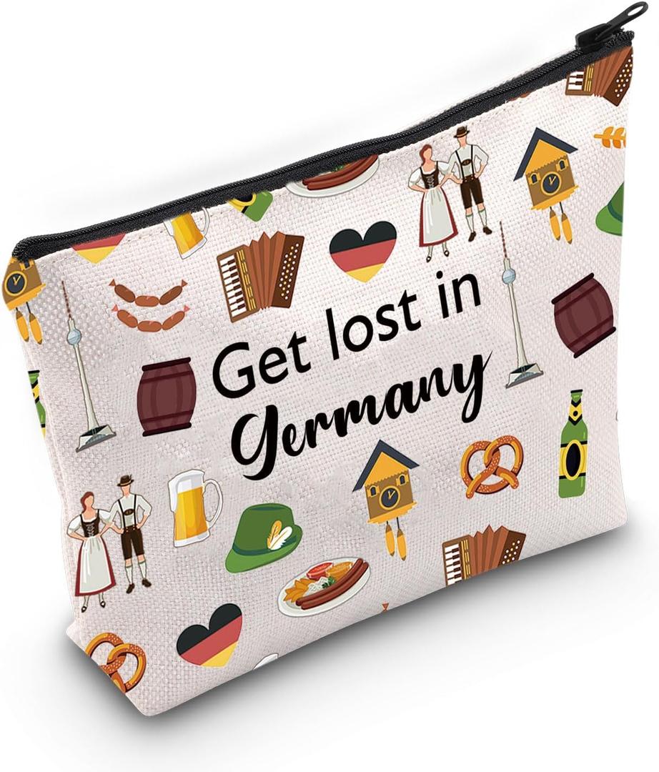 Germany Travel Gift Germany Makeup Zipper Pouch for Germany Traveler Gift Welcome to Germany Gift (Germany bag)