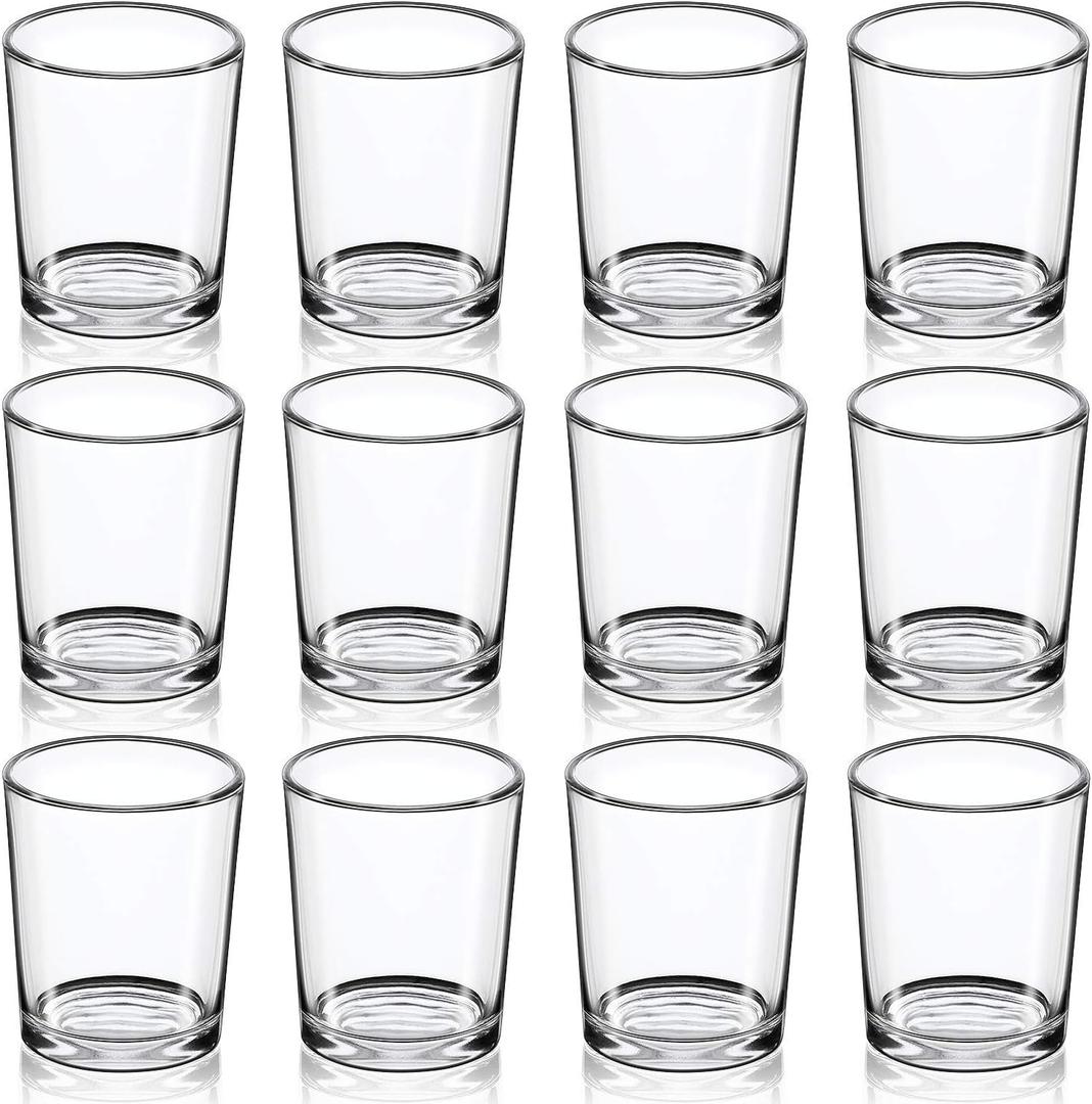 DARJEN Votive Candle Holders Set of 12 - Glass Votives Holder - Clear Floating Tealight Candle Holder Bulk for Table Centerpieces & Wedding Decor