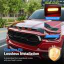 3Pcs Hood Protector with LED Light Compatible with 2019-2026 Dodge RAM 1500 Lightshield Glossy Black Hood Deflector Replacement for 2019-2026 Dodge RAM Accessories