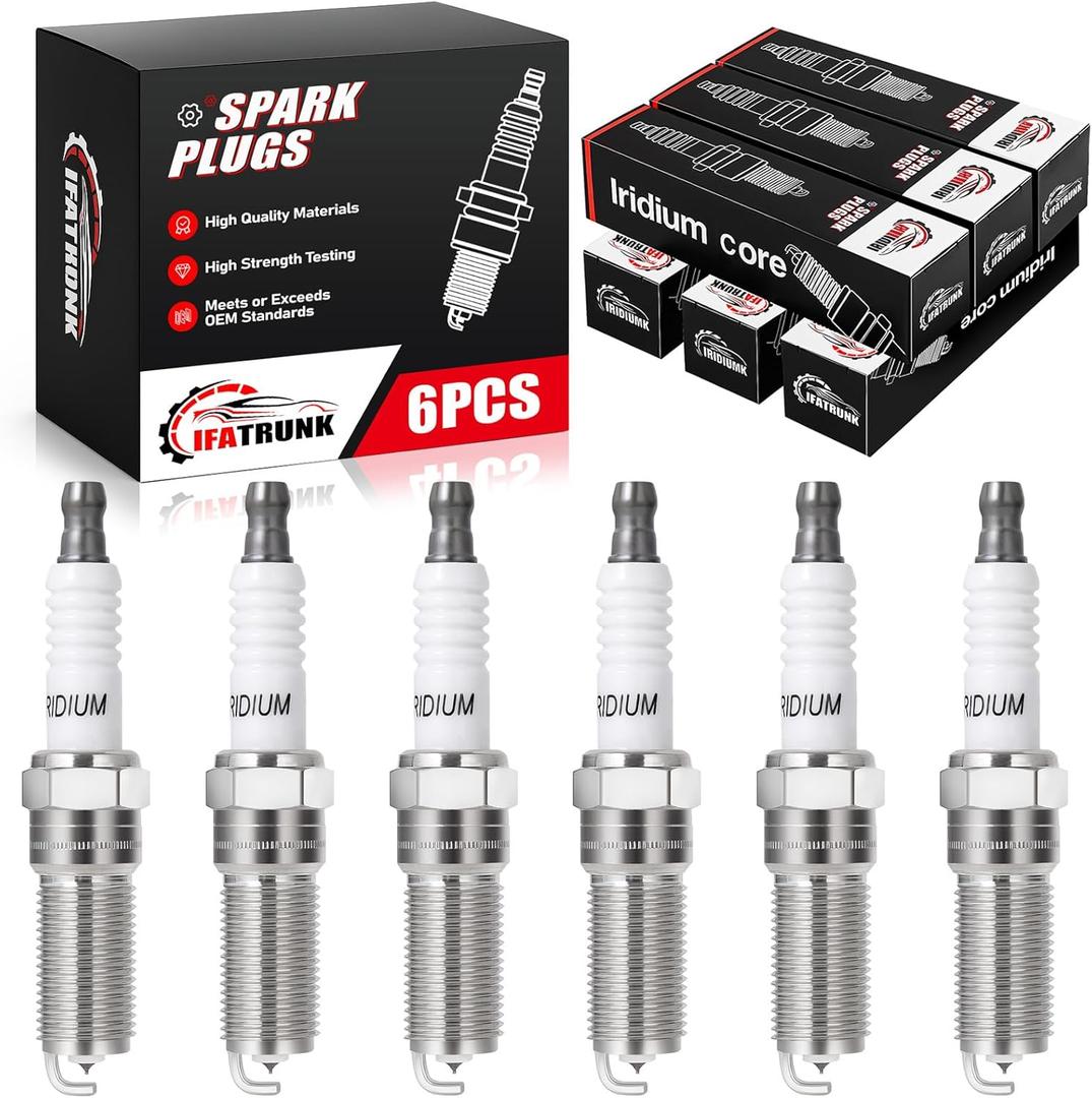 Iridium Spark Plugs 6 Pack Compatible with Chevrolet Silverado 1500 Express 2500 3500 Trailblazer, GMC Envoy Sierra Savana, Buick Rainier, Isuzu Ascender, Saab 9-7x, Replaces 91418, ILTR5E11, 41-114