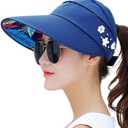 Sun Hats for Women Wide Brim Sun Hat UV Protection Caps Floppy Beach Packable Visor (Blue)