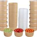 14 oz Disposable Kraft paper bowls with lids, Food containers Soup Bowls Party Supplies Treat Bowls 50 Pack