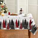 Horaldaily Christmas Tablecloth 60x104 Inch Rectangular, Christmas Trees Red Black Washable Seasonal Table Cover for Party Picnic Dinner Decor