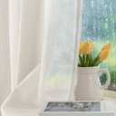 HolidayIdeas 4 Panels Outdoor Ivory Sheer Curtains for Patio Waterproof 110x95 Inch-Extra Wide Voile Outside Curtains Light Filtering Grommet Drapes for Gazebo, Front Porch, Patio, Pool