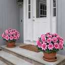 VIERENA 16 Bundles Artificial Dahlia Flowers for Outdoors Spring Summer Decor, No Fade Silk Flower Faux Dahlias Plant Arrangement for Home Garden Balcony FarmhousePink
