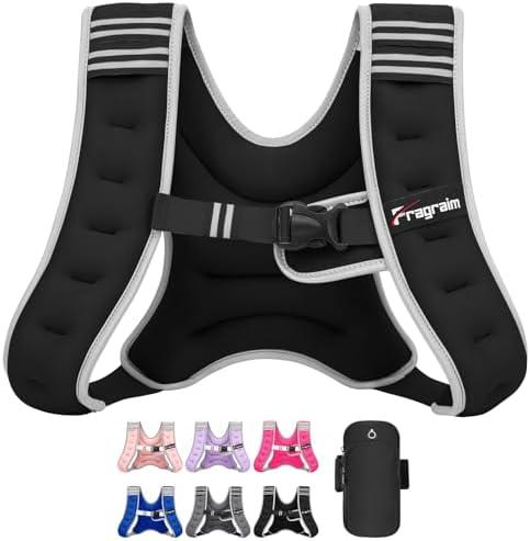Fragraim Weighted Vest for Women Men - 22lb Weight Vest with Reflective Stripe, Detachable Phone Pouch, Ideal for Walking, Strength Training, Running, Workout, Cardio