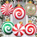 6 Pcs 24 Inch Inflatable Christmas Balls Oversized PVC Christmas Ornaments Large Christmas Tree Balls Blow up Christmas Ornaments Decorations for Yard Lawn Porch Party Decor (Multicolor)