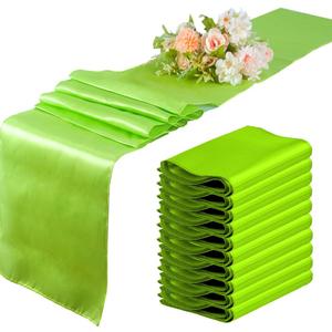 10 Pack Lime Green Satin Table Runners 12x108 Inches Party Table Runner Bright Smooth Table Runner Wedding Party Decorations for Table Green Table Runners