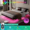 Full Size Floating Platform Bed Frame with Smart RGB LED Lights & Charging Station, Sturdy Metal Bed Frames, No Box Spring Needed,Easy Assembly