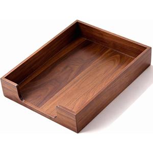 Bamber Wood Letter Tray Wooden Desk Organizer Paper Document File Tray for Office Supplies Collection Folders Notebooks, Black Walnut