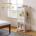 Floor Makeup Organizer with Lockable Wheels & 8 Dividers, 2-Drawer Rolling Skincare Cart for Cosmetics/Perfume/Nail Polish, Mobile Vanity Storage - White (Bathroom/Bedroom Use)
