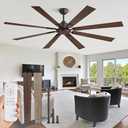 ZMISHIBO 72 Inch Ceiling Fan No Light with Remote Control, 8 Blades Quiet DC Reversible Motor, 6-Speed, Timer, Oil Rubbed Bronze Finish, Indoor Outdoor Ceiling Fans for Patios, Living Room