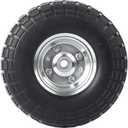 2 Pack 10" Flat Free Tires Solid PU Foam Tyre Wheels, 4.10/3.5-4 Air Less Tires Wheels with 5/8" Center Bearings for Hand Truck, Trolley, Wheelbarrows, Garden Cart, Black
