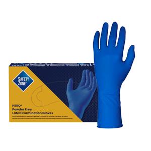 Adenna HERO Disposable Latex Gloves - 14 Mil, NFPA-Approved Heavy Duty Glove with 12" Extended Cuff & Micro-Textured Grip, Exam Grade, Powder Free, Case of 500, X-Large, Blue