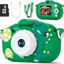Kids Camera Boys Toys for 3 4 5 6 7 8 9 Years Old Boys, 48MP Dual Lens Kids Digital Camera Christmas Birthday Gifts, 1080P HD Video Selfie Toddler Camera with 32G SD Card (Deep Green)