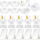 6 Set White Spa Party Supplies for Girls Women Include Facial Mask Bowl with Stick Spatula Silicone Brush Mirror Headband Towel for DIY Spa Sleepover Slumber Wedding Birthday Party Favor