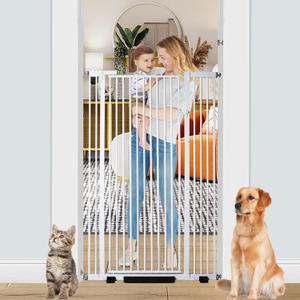 55.1 inch Extra Tall Cat Gates, Adjustable 29.92" and 43" Wide Baby Gate, Pressure Mounted Full Door Tall Pet Gate for Doorway, Stairs,House (White, 29.92" - 43")