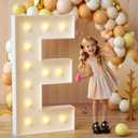 imprsv Marquee Light Up Letters, 4FT Mosaic Letters with Light for Baby Shower Graduation Party Decor, Large E for Engagement Wedding Party Decorations (Need to Assemble)
