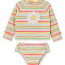 Gerber Baby Girls Toddler Long Sleeve One Piece Rashguard Swimsuit, Yellow Fruit, 18 Months