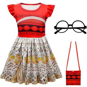 Choadam Mirabel Dress for Girls and Toddlers Princess Dress Costume Pink Dress (5-6 Years, Red 1)