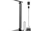 LED Desk Lamp for Home Office, 3 Levels Dimmable Desk Light with USB Charging Port, Small Study Lamp, Reading Light for Table, Black, 5000K