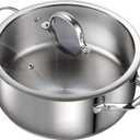 Cooks Standard Dutch Oven Casserole with Glass Lid, 7-Quart Classic Stainless Steel Stockpot, Silver