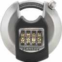 MASTER LOCK Heavy Duty Disc Padlock [Combination] [Stainless Steel] [Outdoor] M40EURDNUM - Best Used for Storage Units, Sheds, Garages, Trailers and More