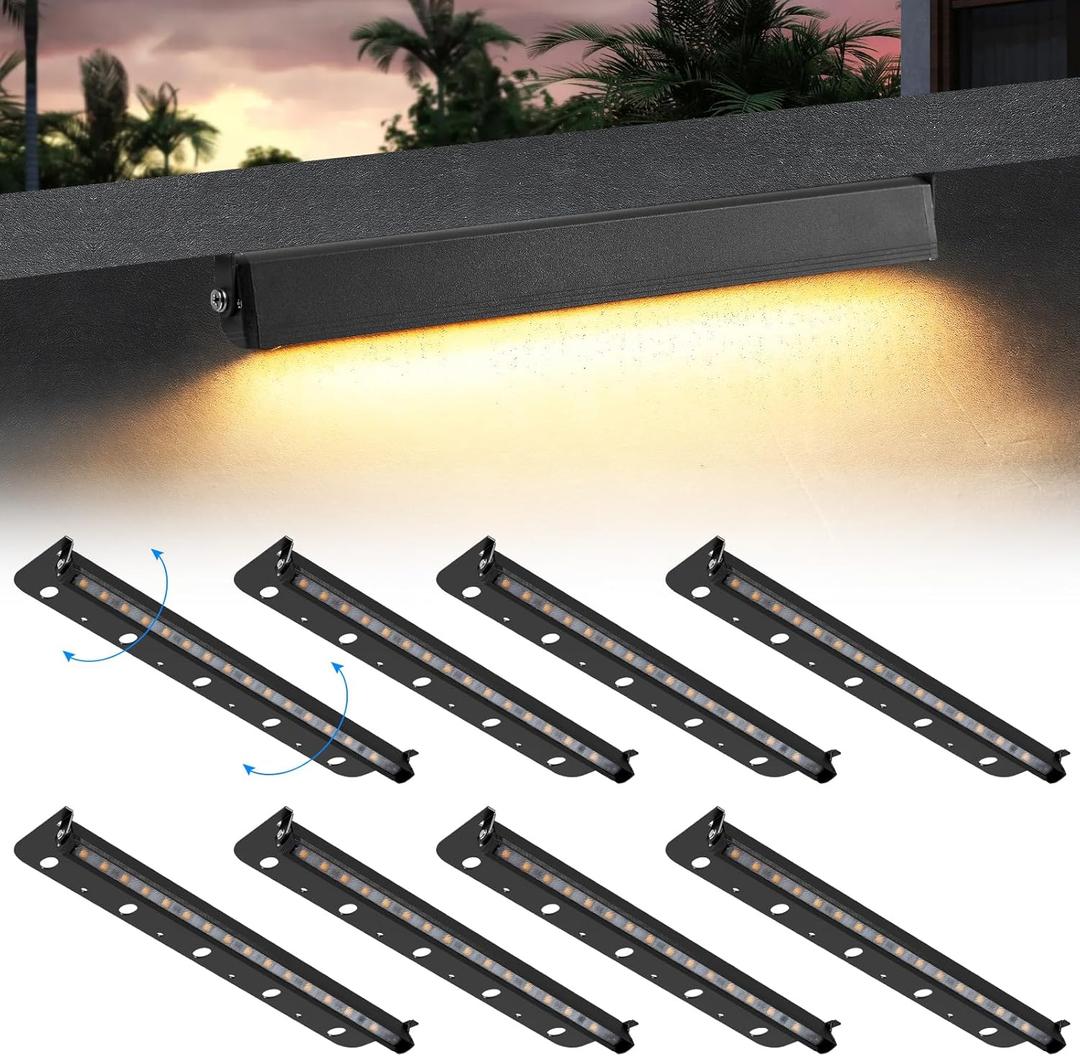 8-Packs 5W 12 Inch LED Hardscape Paver Lighting,12V AC/DC Low Voltage Retaining Wall Lights,LED Landscape Lighting,2700K Soft White Outdoor Step Light,50,000 Hours Lifespan-Black