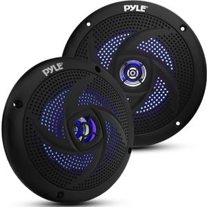 Pyle Marine Speakers - 5.25 Inch 2 Way Waterproof and Weather Resistant Outdoor Audio Stereo Sound System with LED Lights, 180 Watt Power and Low Profile Slim Style - 1 Pair - PLMRS53BL (Black) Pyle Marine Speakers - 5.25 Inch 2 Way Waterproof and Weather Resistant Outdoor Audio Stereo Sound System with LED Lights, 180 Watt Power and Low Profile Slim Style - 1 Pair - PLMRS53BL (Black)
