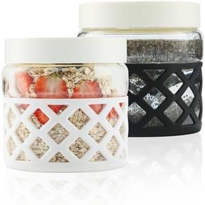 wemburly 2Pack Meal Prep Containers Reusable 700ML/24OZ Glass Storage Containers with lids Lunch Containers For Adults with Leak Proof Lids and Protective Silicone Sleeves Dishwasher Safe