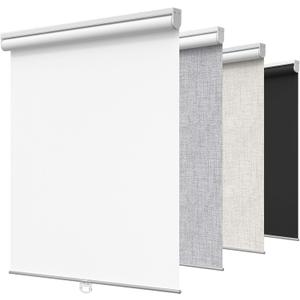 GENIMO 100% Blackout Roller Window Shades, Window Blinds Cordless with Thermal Insulated, UV Protection Fabric, Mini French Door Blinds for Home, Office, Bedroom, Easy to Install, White, 30" W X 72" H