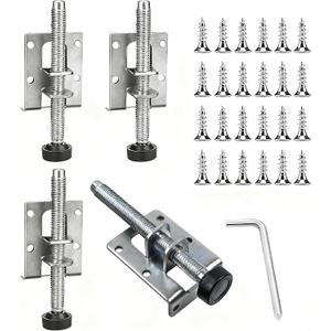 4 Packs Adjustable Furniture Leveling Feet L Shaped Furniture Levelers Legs, Heavy Duty Mounting Brackets Metal Leveling Feet for Workbench Cabinet Wardrobe