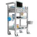 Averian 3 Tier ABS Medical Cart Stunning Grey | Rolling Esthetician 330lb Capacity Trolley with Lockable Casters | Supply Mobile Station for Clinics, Labs, Dental & Beauty Spas