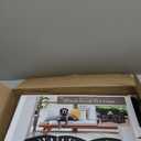 Safety Pet Gate for Dogs  Free-Standing & Foldable - Decorative Scroll Wooden Fence Barrier  Stairs & Doorways (Black)