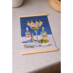 Quirky Martini Cocktail Wall Art Poster, Vintage Whimsical Dirty Martini Canvas Prints Wall Decor for Cocktail Bar Pub Lounge Home Kitchen Dining Room, 12x16 Inch