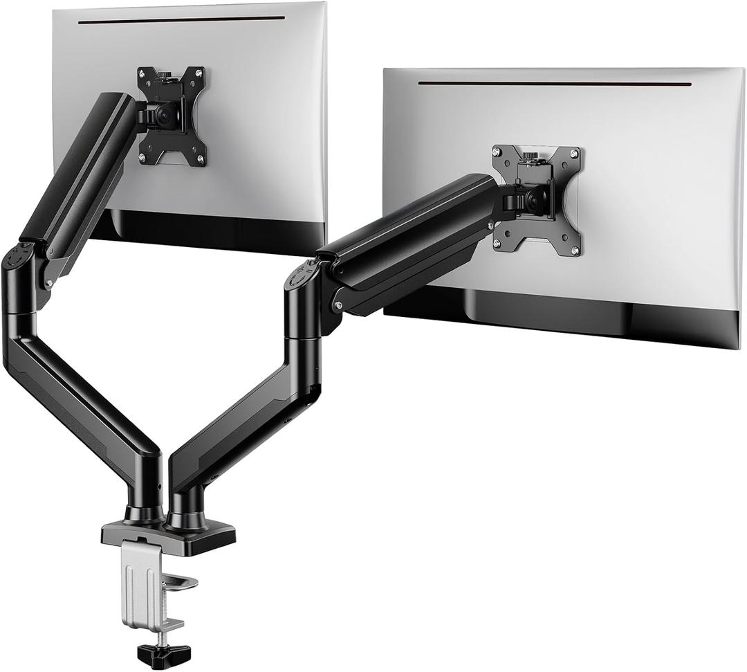 ErGear Dual Monitor Stand up to 33 inches Screen, Load-Bearing Max 22 lbs Each Arm, Adjustable Dual Monitor Mount, Sturdy Steel vesa Monitor Mount with Stable VESA 75x75 100x100mm