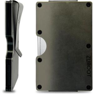 Titanium RFID Wallet for Men Slim Metal Card Holder with Built-In Cash Clip & AirTag Holder Aerospace-Grade Stainless Steel with Titanium Finish Minimalist Wallet | Holds 16 Cards (Cash Clip)