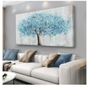 Tree Wall Art Blue and Gold Canvas Painting Modern Aesthetic Wall Decor Spiritual Artwork for Living Room Bedroom Dining Room Office Home Decor 58x28.7Inch