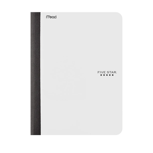 Five Star Composition Notebook, College Ruled Comp Book, Writing Journal, Lined Paper, Home School Supplies for College Students & K-12, 100 Sheets, 9-1/2" x 7-1/2", White (72490)