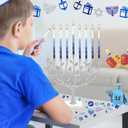 The Dreidel Company Dripless Premium Tapered Hand Decorated Multi Blue Frosted Hanukkah Candles, 45 Hanukkah Candles Premium Quality Wax, 1 Hour Burn Time