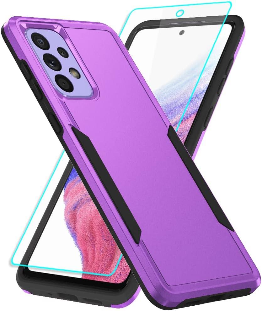 for Samsung A53 5G Case, Galaxy A53 5G Case with Screen Protector,Full Body Protection Durable Rubber Cover Phone Case for Samsung Galaxy A53 5G,Purple