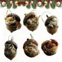 3 x Forest Animal Acorn Ornaments, Cozy Forest Christmas Ornaments, Pine Cone Animal Christmas Tree Hangning Ornaments, 2D Acrylic Christmas Decorations for Home Decor