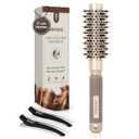 AIMIKE Round Hair Brush, 1 inch Barrel with Boar Bristles, Nano Thermal Ceramic & Ionic Tech, for Blow Drying, Styling, Curling and Shine + 4 Clips (Gold, Unisex, Fine Hair, Short Hair, AntiFrizz)