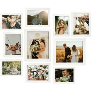 LUCKYLIFE Picture Frame Set 10-Pack, Gallery Wall Frame Collage with 8x10 5x7 4x6 Frames in White Finishes