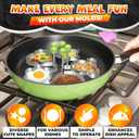 5 Pcs Pancake Mold Set  Stainless Steel Pancake Molds for Griddle with Fun Shapes, Comfortable Handles, and Non-Slip Design  Egg Shaper for Frying Pan with Silicone Brush for Easy Use & Cleaning