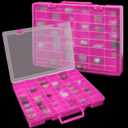 Juexica 1 Pcs Large 48 Grids Plastic Storage Bead Organizer Box, Tackle Box, Compartment Organizer Container with Adjustable Dividers for Jewelry Art Crafts Toys Screw Small Parts(Pink)